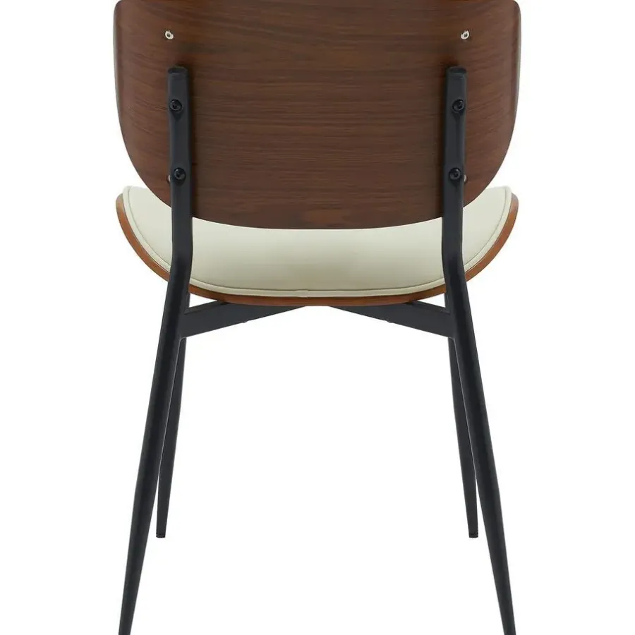 Eetkamerstoelen-CLP Set van 2 Eetkamerstoel Enid Kunstleer - walnoot/creme