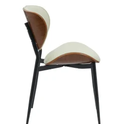 Eetkamerstoelen-CLP Set van 2 Eetkamerstoel Enid Kunstleer - walnoot/creme