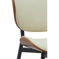 Eetkamerstoelen-CLP Set van 2 Eetkamerstoel Enid Kunstleer - walnoot/creme