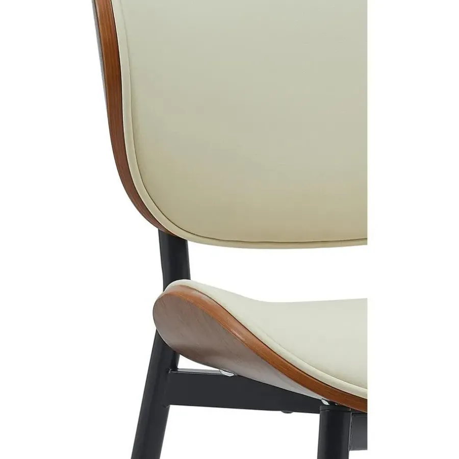 Eetkamerstoelen-CLP Set van 2 Eetkamerstoel Enid Kunstleer - walnoot/creme