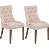 Eetkamerstoelen-CLP Set van 2 Eetkamerstoel Aberdeen antiek licht Frame - Stof - creme