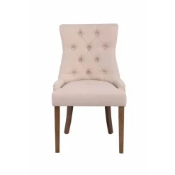 Eetkamerstoelen-CLP Set van 2 Eetkamerstoel Aberdeen antiek licht Frame - Stof - creme