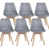 Eetkamerstoelen-CLP Set van 6 Eetkamerstoel Ramsey natura Frame - Kunststof - grijs