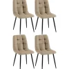 Eetkamerstoelen-CLP Set van 4 Eetkamerstoel Antibes zwart Frame - Stof - taupe