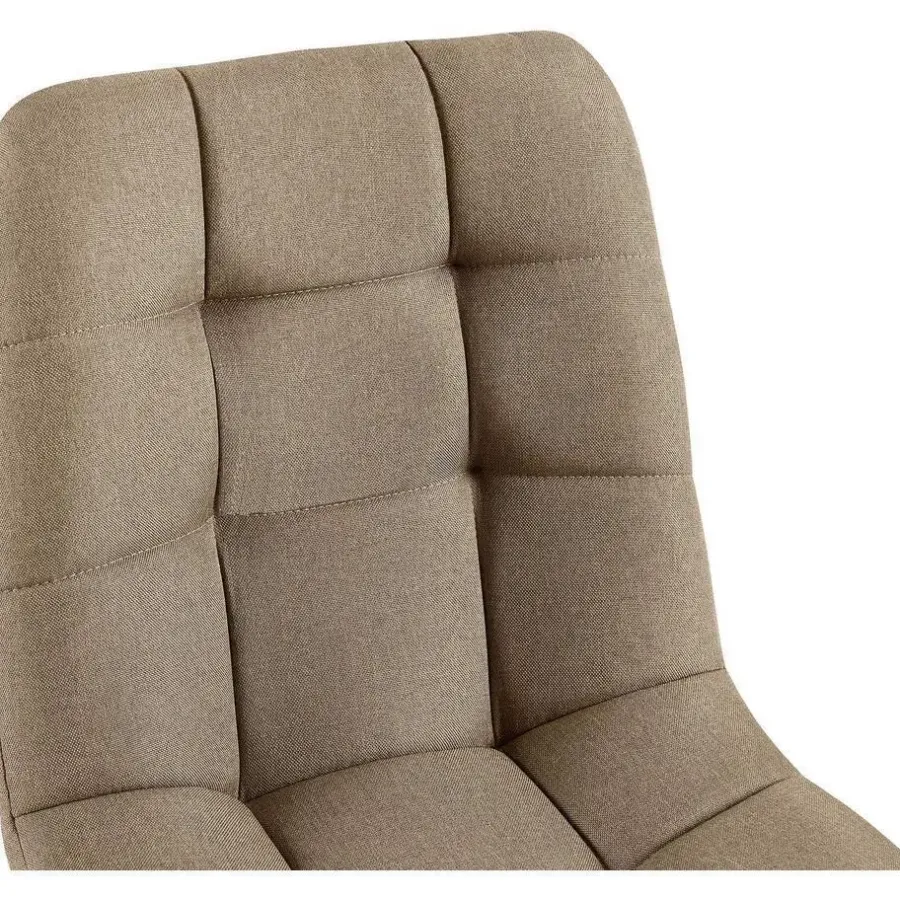 Eetkamerstoelen-CLP Set van 4 Eetkamerstoel Antibes zwart Frame - Stof - taupe