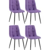CLP Set van 4 Eetkamerstoel Antibes zwart Frame - Stof - Paars