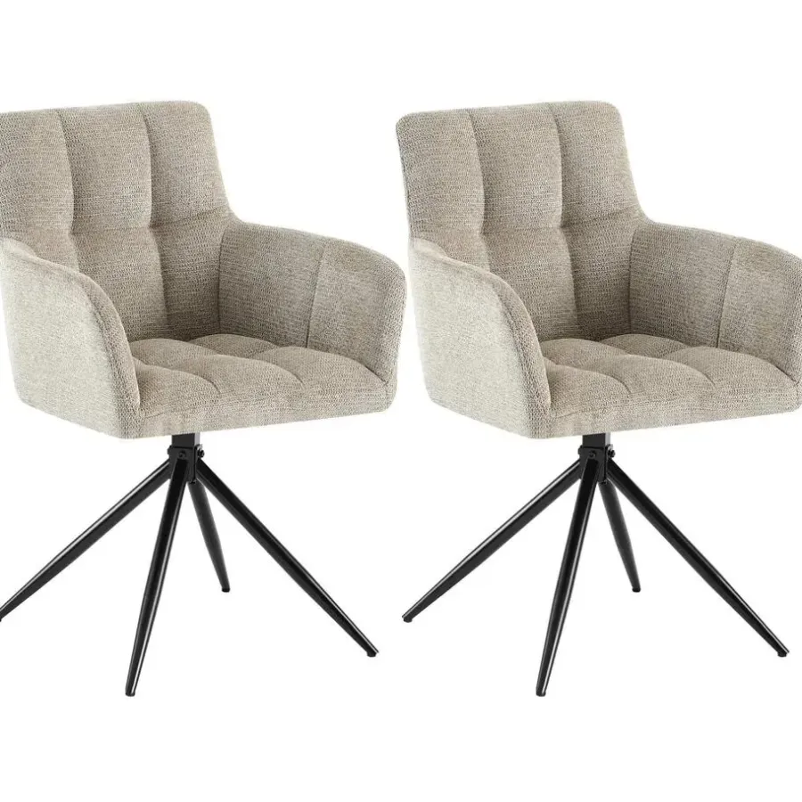 CLP Set van 2 Eetkamerstoel Jonah zwart Frame - Stof - taupe