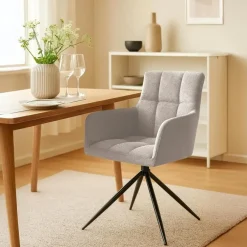 CLP Set van 2 Eetkamerstoel Jonah zwart Frame - Stof - taupe