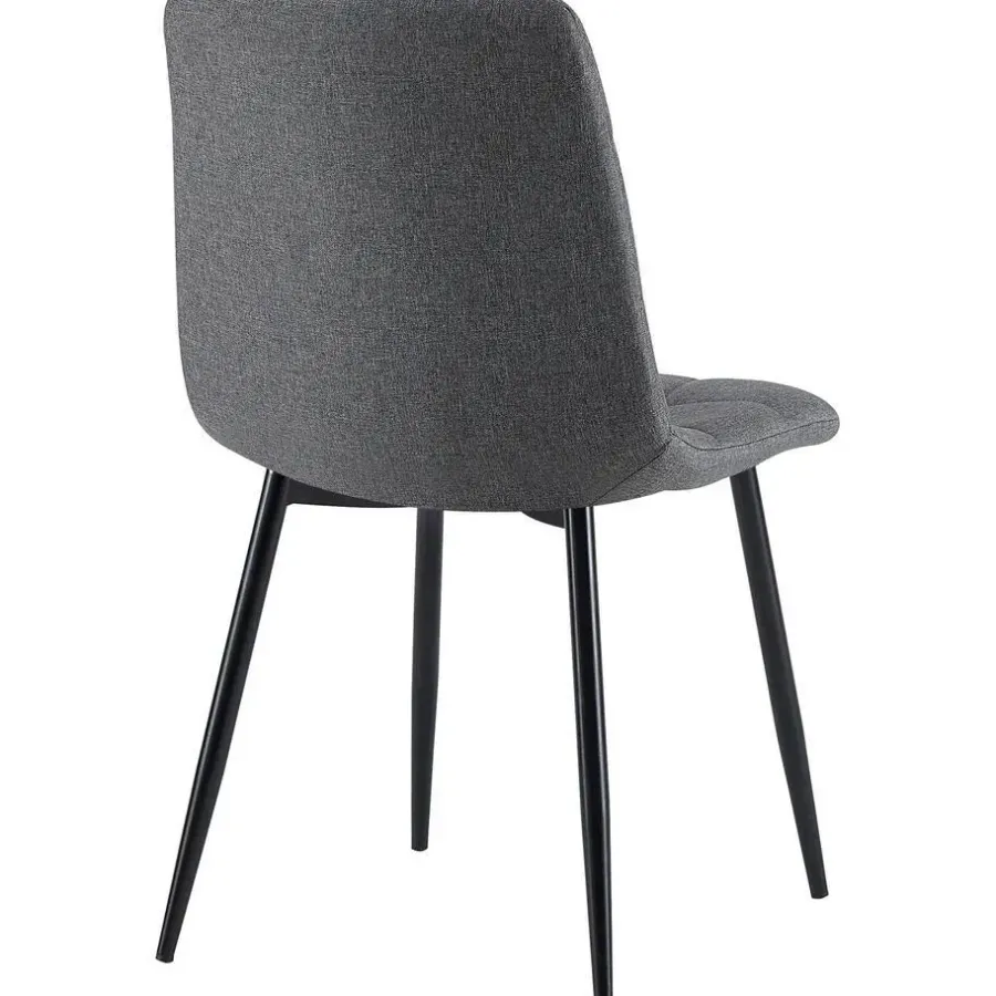 CLP Set van 4 Eetkamerstoel Antibes zwart Frame - Stof - donkergrijs