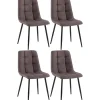 CLP Set van 4 Eetkamerstoel Antibes zwart Frame - Stof - bruin
