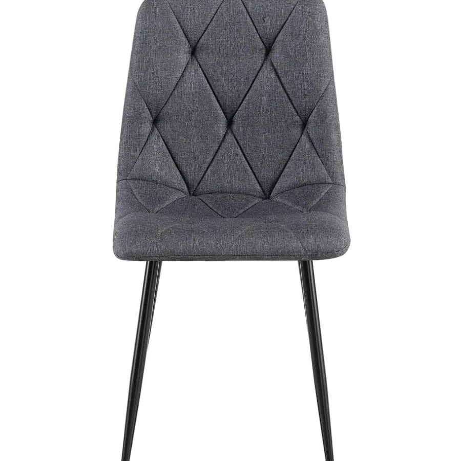 Eetkamerstoelen-CLP Set van 2 Eetkamerstoel Clairton zwart Frame - Stof - donkergrijs