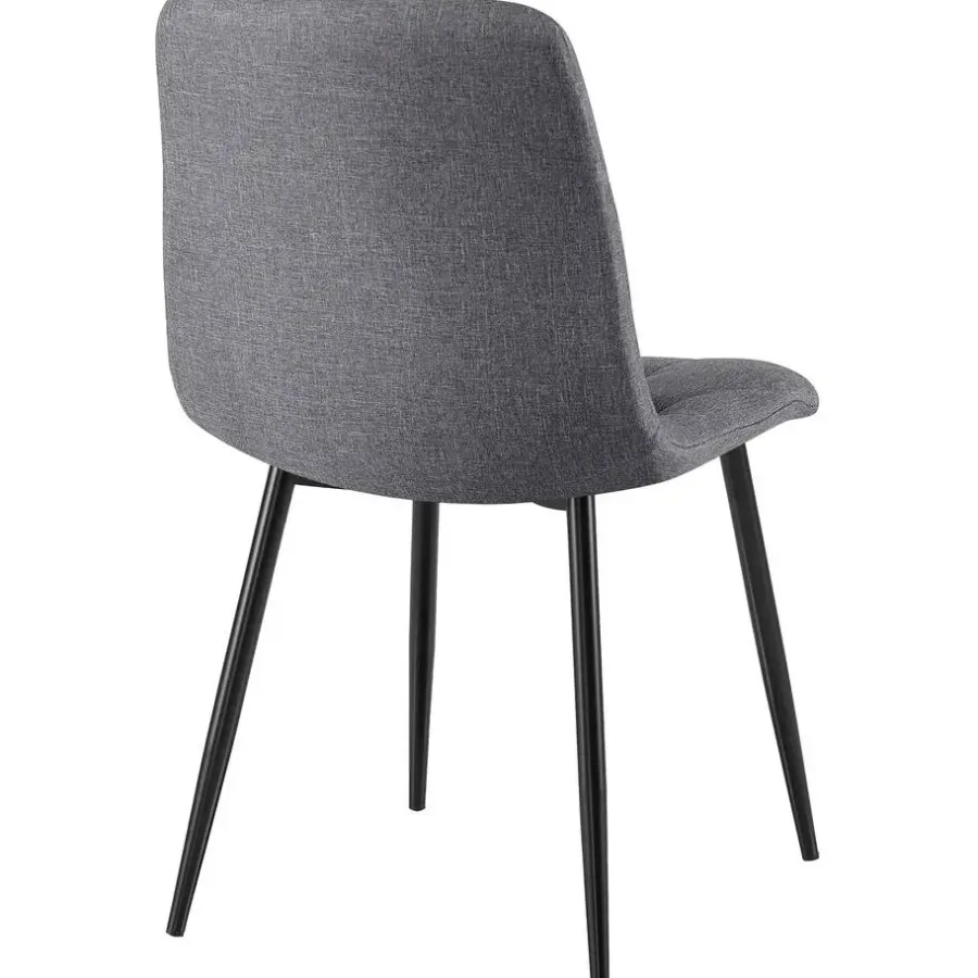Eetkamerstoelen-CLP Set van 2 Eetkamerstoel Clairton zwart Frame - Stof - donkergrijs