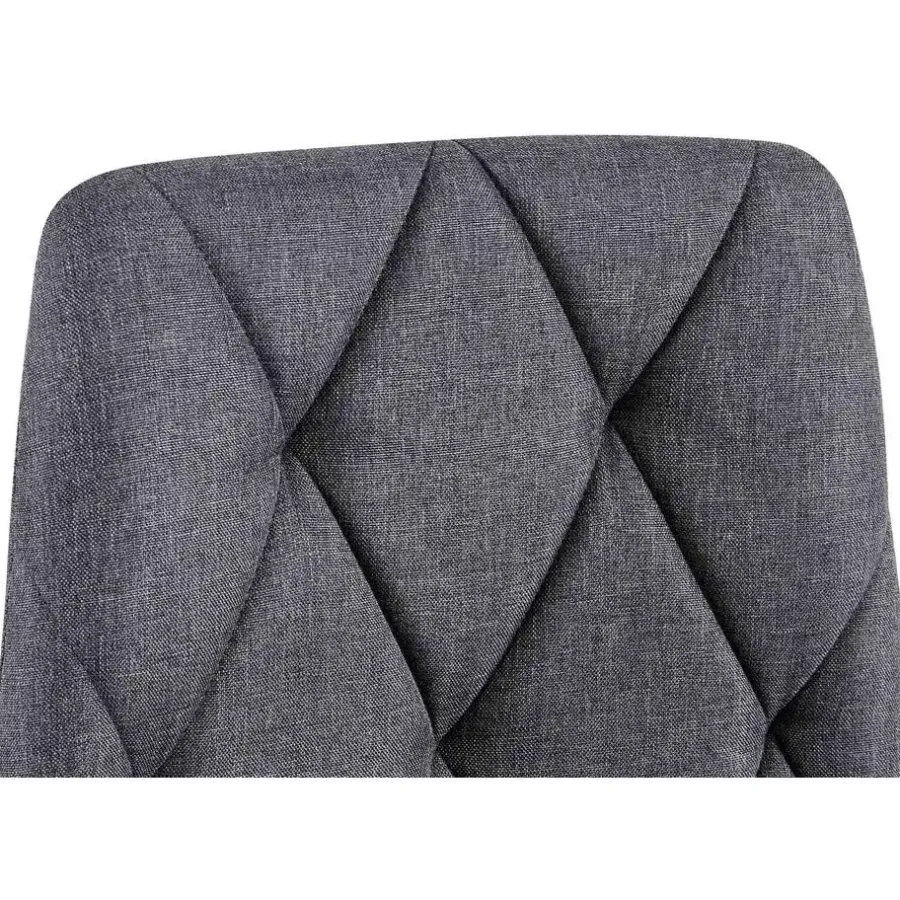 Eetkamerstoelen-CLP Set van 2 Eetkamerstoel Clairton zwart Frame - Stof - donkergrijs