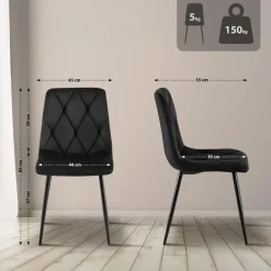 CLP Set van 2 Eetkamerstoel Clairton zwart Frame - Fluweel - zwart