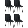 Eetkamerstoelen-CLP Set van 4 Eetkamerstoel Antibes zwart Frame - Stof - zwart