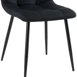 Eetkamerstoelen-CLP Set van 4 Eetkamerstoel Antibes zwart Frame - Stof - zwart