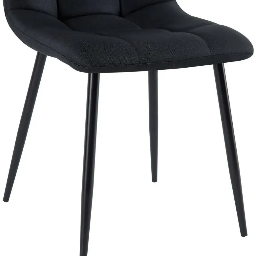 Eetkamerstoelen-CLP Set van 4 Eetkamerstoel Antibes zwart Frame - Stof - zwart