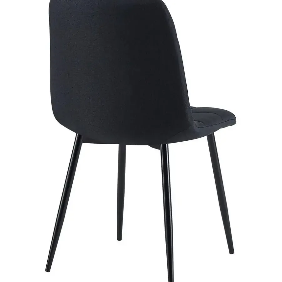 Eetkamerstoelen-CLP Set van 4 Eetkamerstoel Antibes zwart Frame - Stof - zwart