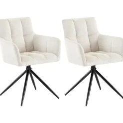 CLP Set van 2 Eetkamerstoel Jonah zwart Frame - Stof - creme