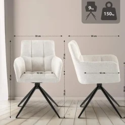 CLP Set van 2 Eetkamerstoel Jonah zwart Frame - Stof - creme
