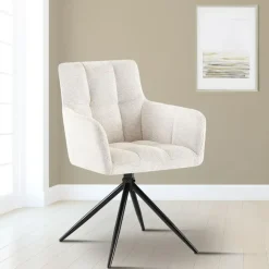 CLP Set van 2 Eetkamerstoel Jonah zwart Frame - Stof - creme