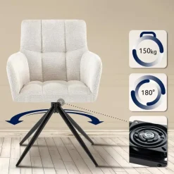 CLP Set van 2 Eetkamerstoel Jonah zwart Frame - Stof - creme