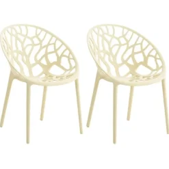 Bistro- & Balkonsets-CLP Set van 2 Tuinstoel Hope Kunststof - creme