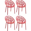 Bistro- & Balkonsets-CLP Set van 4 Tuinstoel Hope Kunststof - rood