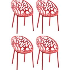 Bistro- & Balkonsets-CLP Set van 4 Tuinstoel Hope Kunststof - rood