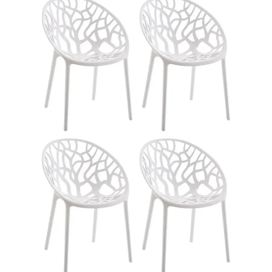 Bistro- & Balkonsets-CLP Set van 4 Tuinstoel Hope Kunststof - wit