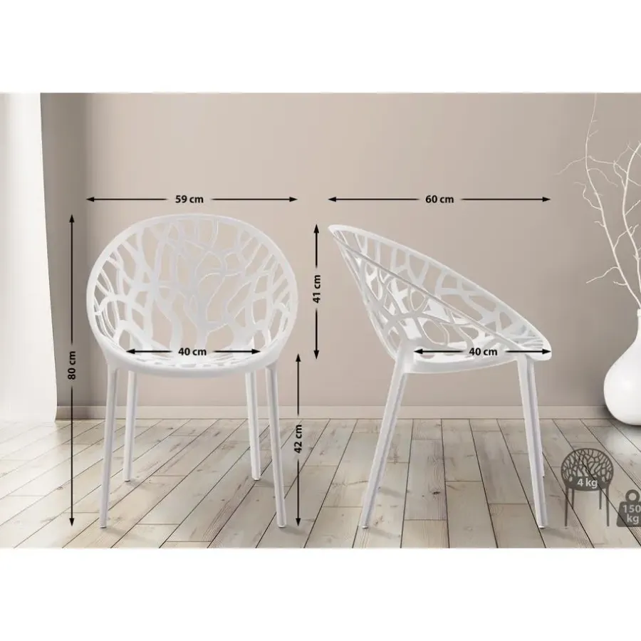 Bistro- & Balkonsets-CLP Set van 4 Tuinstoel Hope Kunststof - wit