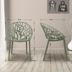 CLP Set van 4 Tuinstoel Hope Kunststof - olijf