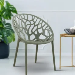 CLP Set van 4 Tuinstoel Hope Kunststof - olijf