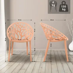 CLP Set van 2 Tuinstoel Hope Kunststof - perzik