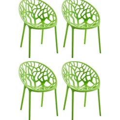 Bistro- & Balkonsets-CLP Set van 4 Tuinstoel Hope Kunststof - groen