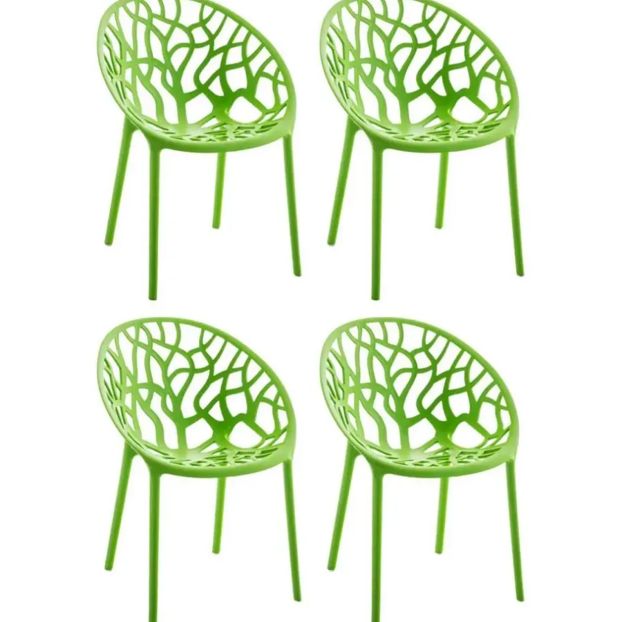 Bistro- & Balkonsets-CLP Set van 4 Tuinstoel Hope Kunststof - groen