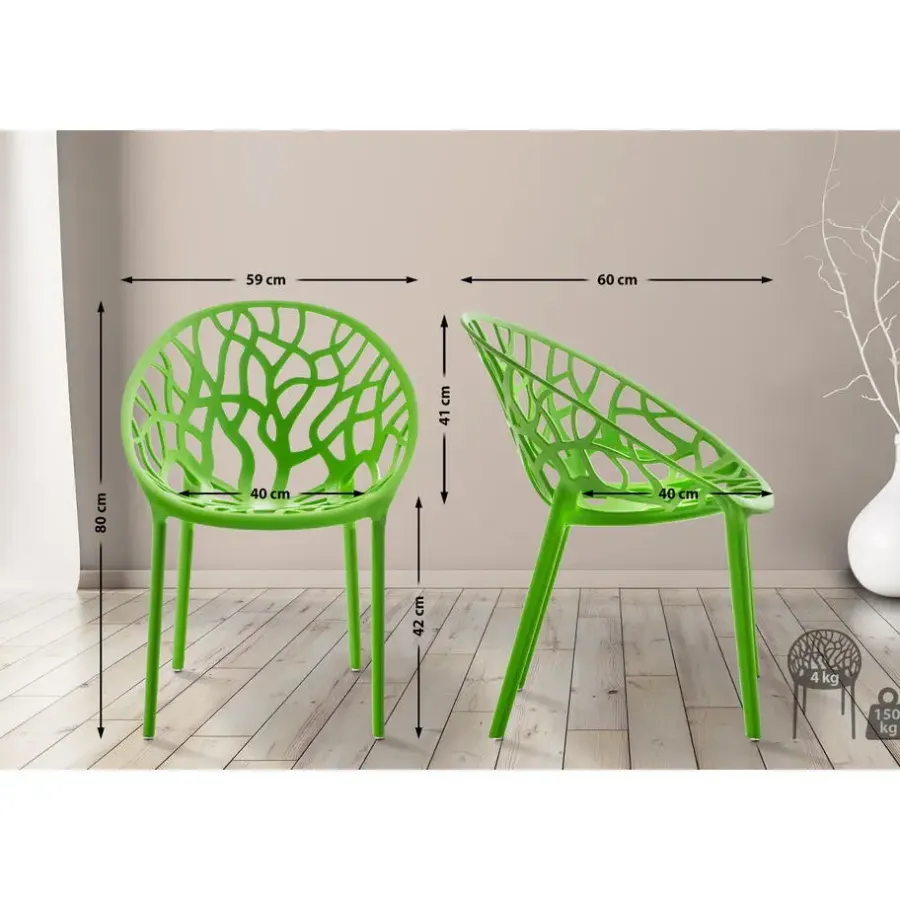 Bistro- & Balkonsets-CLP Set van 4 Tuinstoel Hope Kunststof - groen