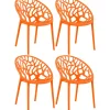 Bistro- & Balkonsets-CLP Set van 4 Tuinstoel Hope Kunststof - oranje