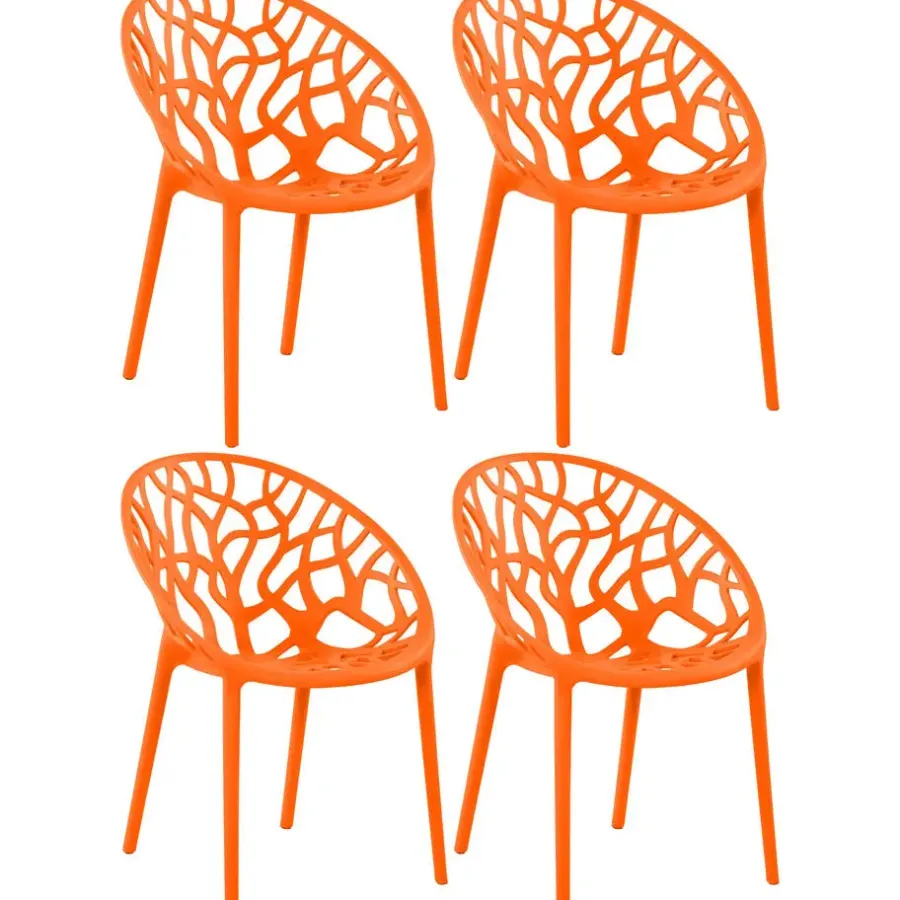Bistro- & Balkonsets-CLP Set van 4 Tuinstoel Hope Kunststof - oranje