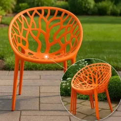 Bistro- & Balkonsets-CLP Set van 4 Tuinstoel Hope Kunststof - oranje