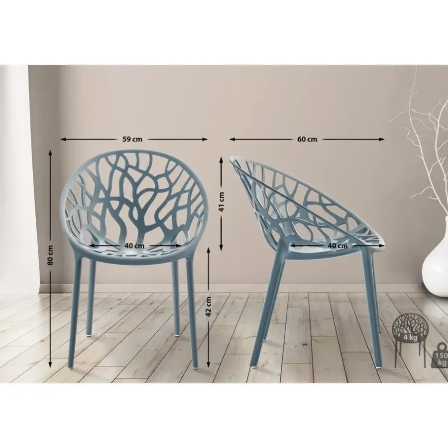 CLP Set van 2 Tuinstoel Hope Kunststof - grijs