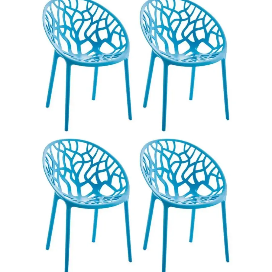 CLP Set van 4 Tuinstoel Hope Kunststof - blauw