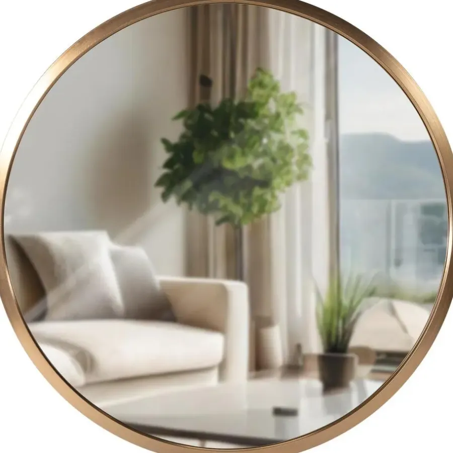 Spiegels-CLP Wandspiegel Elsie rond - Metaal - mat goud - 30cm