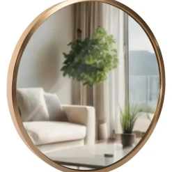 Spiegels-CLP Wandspiegel Elsie rond - Metaal - mat goud - 30cm