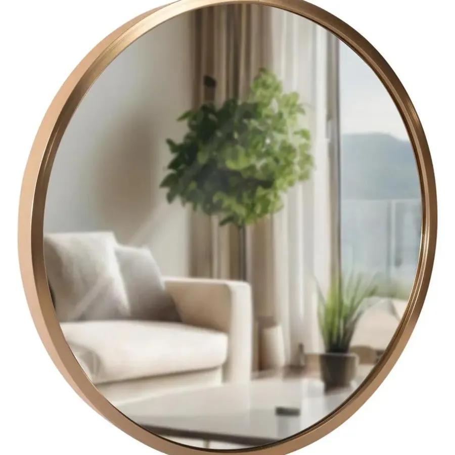 Spiegels-CLP Wandspiegel Elsie rond - Metaal - mat goud - 30cm