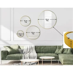 Spiegels-CLP Wandspiegel Elsie rond - Metaal - goudglans - 80cm