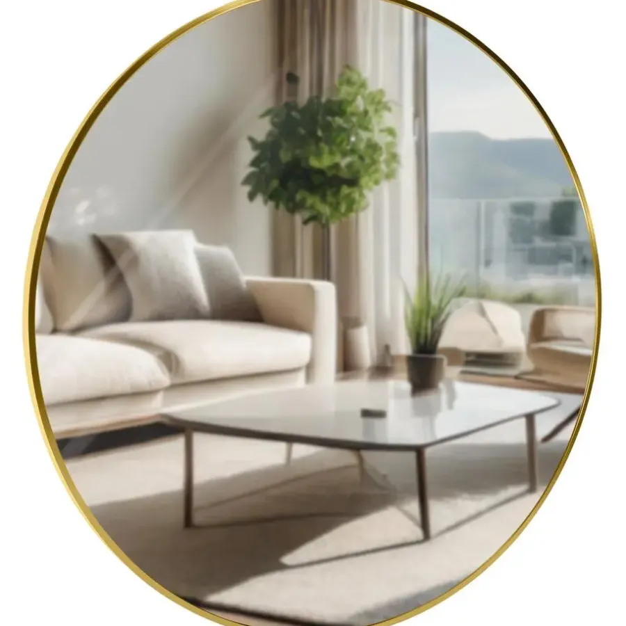 Spiegels-CLP Wandspiegel Elsie rond - Metaal - goudglans - 80cm
