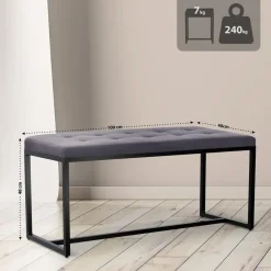 Eetkamerbanken-CLP 2-zits Bankje Barci 100 cm - donkergrijs