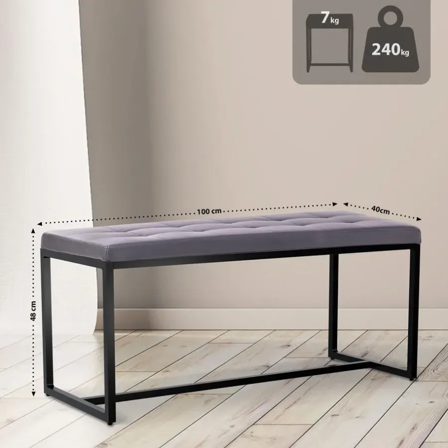 Eetkamerbanken-CLP 2-zits Bankje Barci 100 cm - grijs