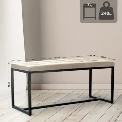 Eetkamerbanken-CLP 2-zits Bankje Barci 100 cm - creme